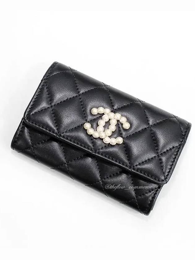 24SS PreCollection Pearl CC Classic Snap Card Wallet Lamb Skin AP3813 B15723 94305 - CHANEL - BALAAN 3