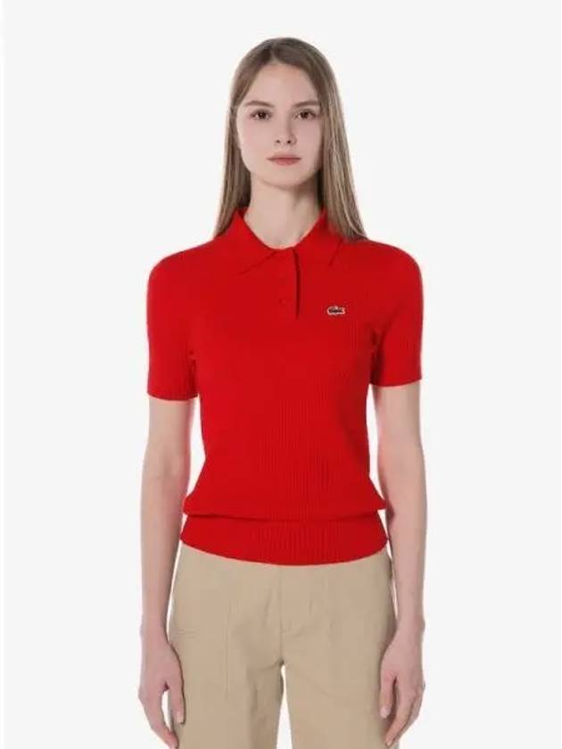 Women s Cable Short Sleeve Polo T shirt Sweater PF497E 54G F8M Domestic Product GQ2N24020664147 - LACOSTE - BALAAN 1