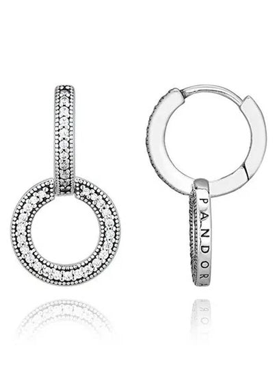 Sparkling Double Hoop Earrings Silver - PANDORA - BALAAN 2