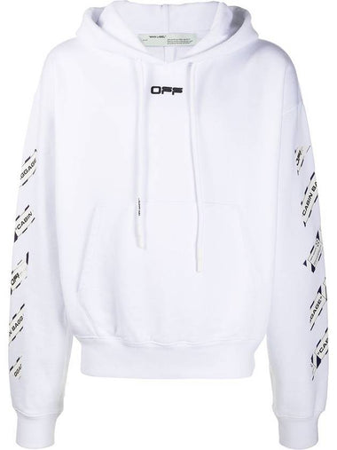 Airport Tape Print Hoodie White - OFF WHITE - BALAAN 1