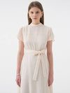 Ella Mock Neck Petal Sleeve Strap Long Dress Ivory - AME - BALAAN 6