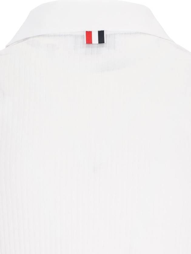 Three Stripes High Twist Rib Polo Shirt White - THOM BROWNE - BALAAN 6