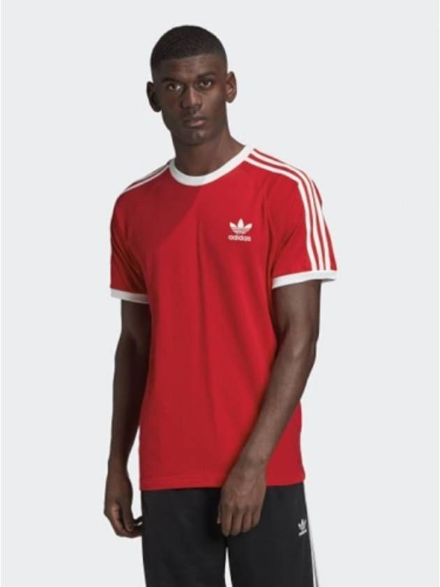 3 Stripe Short Sleeve T-Shirt Scarlet - ADIDAS - BALAAN 2