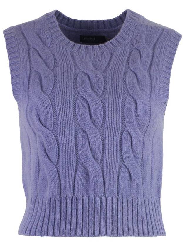 Cropped Cable Wool Cashmere Vest Tailor Purple Heather 24 - POLO RALPH LAUREN - BALAAN 2