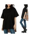 Back Check Panel Cotton Oversized Short Sleeve T-Shirt Black - BURBERRY - BALAAN 3