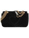 GG Marmont Velvet Small Shoulder Bag Black - GUCCI - BALAAN 3