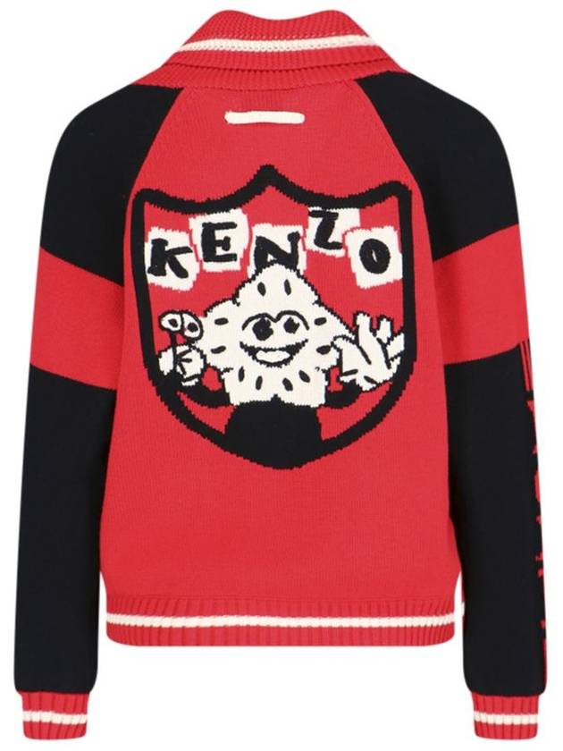 Boke Flower Cotton Cardigan Red - KENZO - BALAAN 4