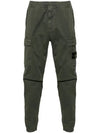 Stretch Cotton Cargo Straight Pants Green - STONE ISLAND - BALAAN 2