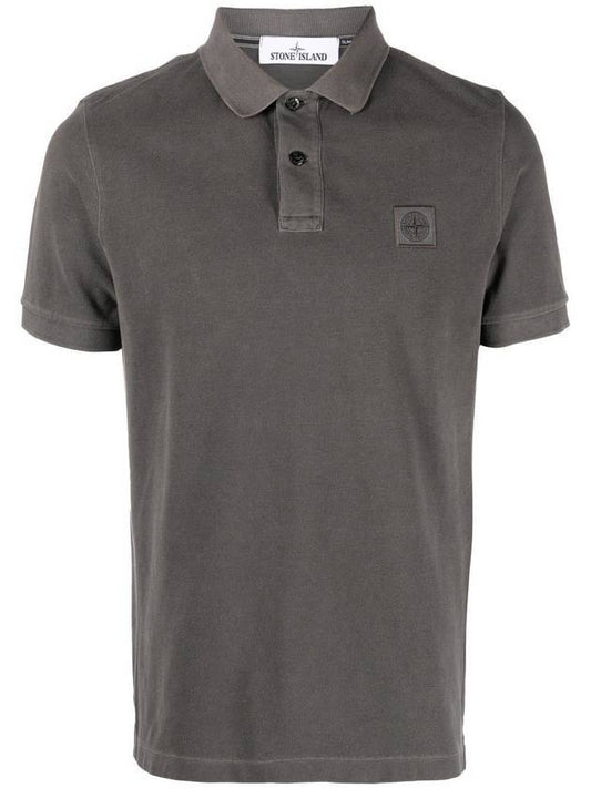 Men's Logo Patch Short Sleeve Polo Shirt Steel Grey - STONE ISLAND - BALAAN 1