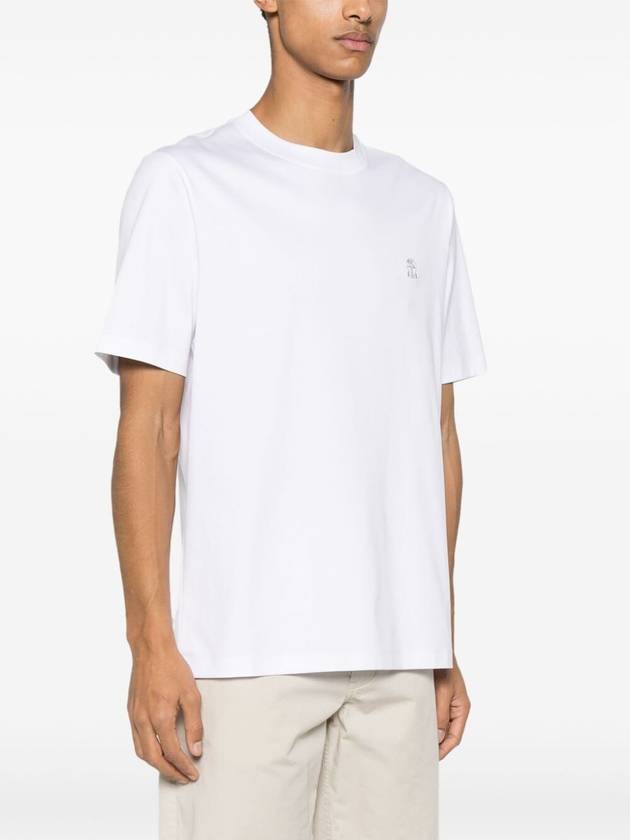 Logo Cotton Short-Sleeved T-Shirt White - BRUNELLO CUCINELLI - BALAAN 5