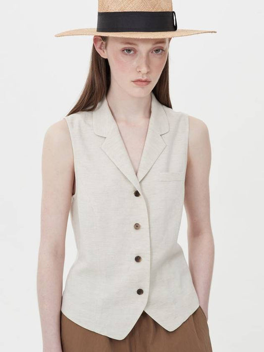 notched collar sleeveless blouse_oatmeal - JUN BY JUN K - BALAAN 1