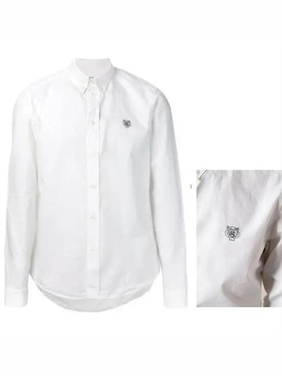 Tiger Logo Slim Fit Long Sleeve Shirt White - KENZO - BALAAN 2