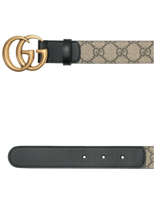 Double G Buckle Leather Belt Grey - GUCCI - BALAAN 3