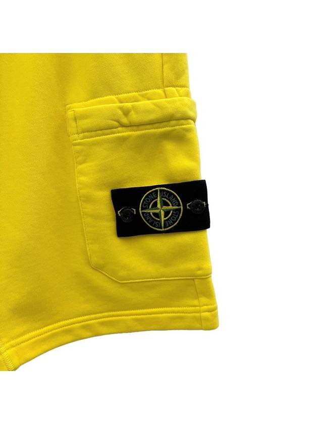 Wappen Patch Pocket Drawstring Shorts Yellow - STONE ISLAND - BALAAN 4