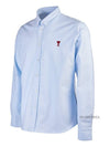 Button Down Cotton Oxford Long Sleeve Shirt Sky Blue - AMI - BALAAN 3