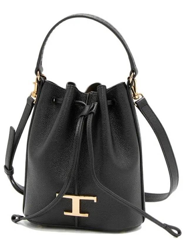 T Timeless Leather Micro Logo Bucket Bag Black - TOD'S - BALAAN 2