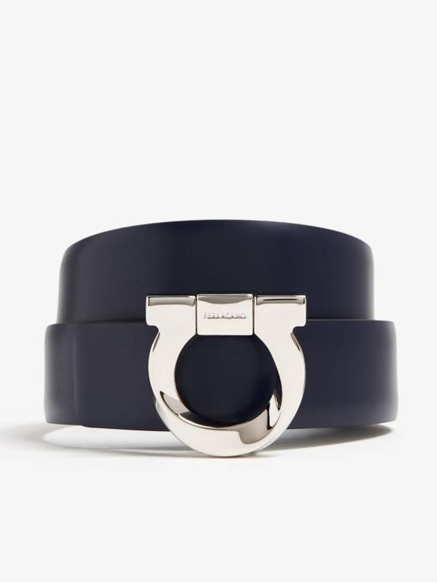 Gancini Reversible Leather Belt Blue - SALVATORE FERRAGAMO - BALAAN 2