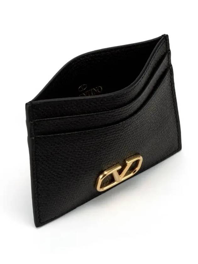 V Logo Signature Card Wallet Black - VALENTINO - BALAAN 4