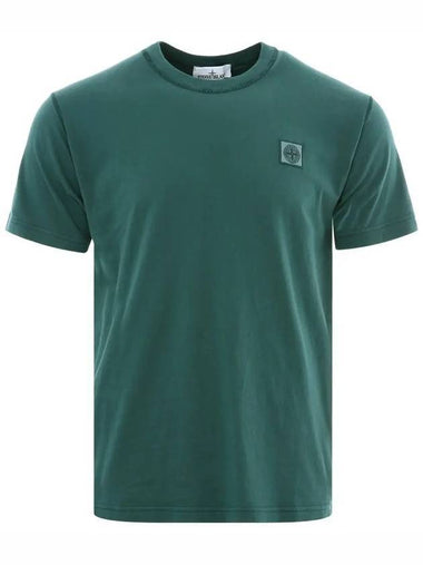 Pisato Effect Logo Patch Short Sleeve T-Shirt Bottle Green - STONE ISLAND - BALAAN 1