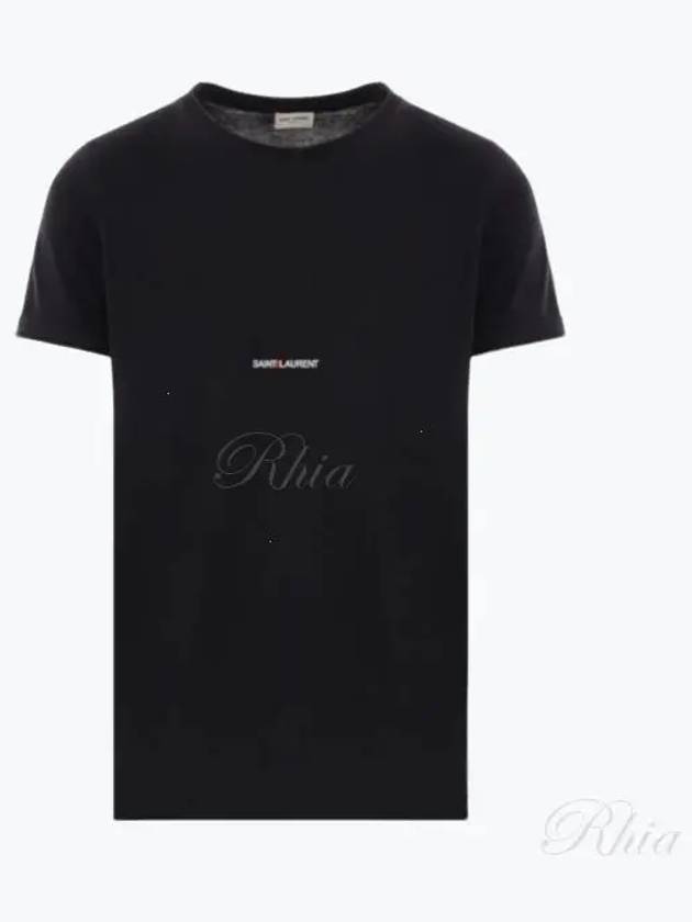 Men's Small Logo Short Sleeve T-Shirt Black - SAINT LAURENT - BALAAN 2