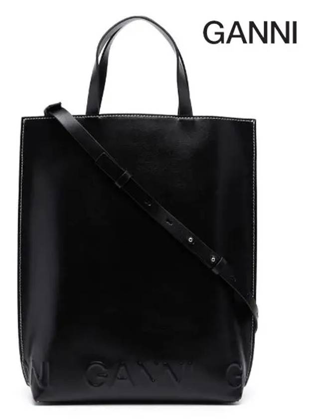 Leather Tote Bag Black - GANNI - BALAAN 3