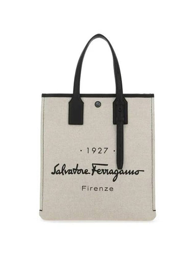 1927 Signature Canvas Tote Bag Natural - SALVATORE FERRAGAMO - BALAAN 1