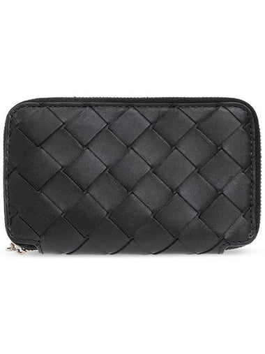 Intrecciato Zipper Leather Key Holder Black - BOTTEGA VENETA - BALAAN 1