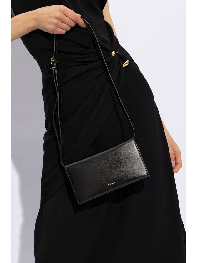 Logo Print Leather Shoulder Bag Black - JIL SANDER - BALAAN 3