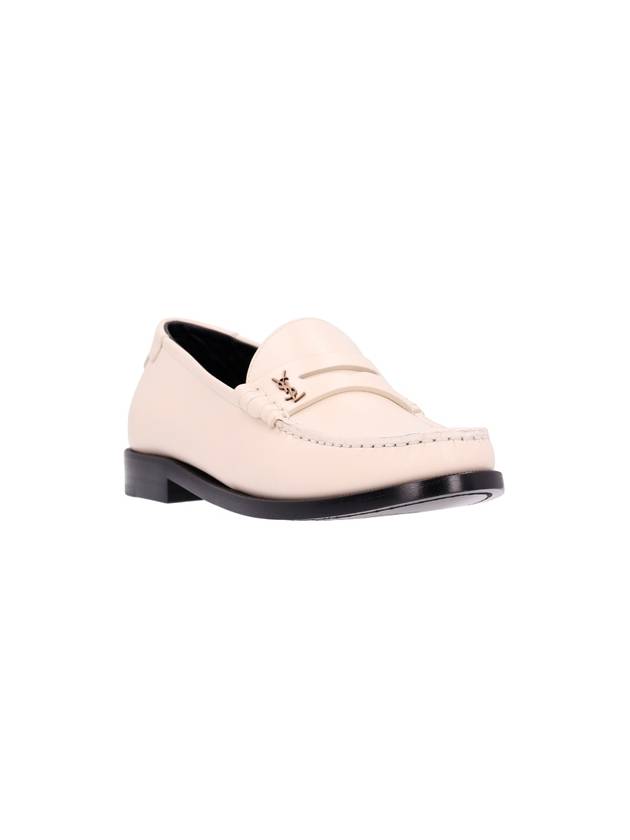 Le Loafer Penny Slippers In Smooth Leather Pearl - SAINT LAURENT - BALAAN 3