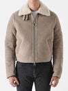 HJK046 Shearling mustang jacket beige - AMI - BALAAN 1