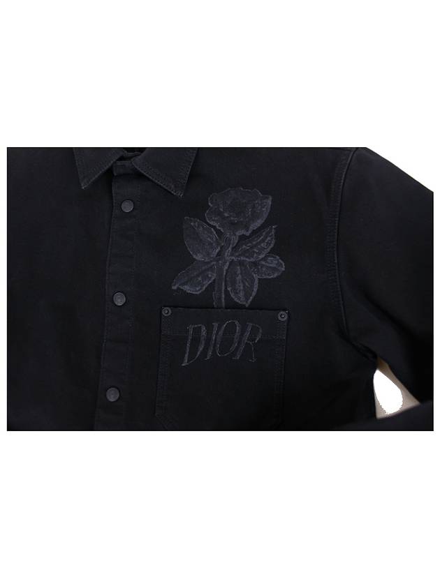 Foxton Tonal Flower Over Long Sleeve Shirt Black - DIOR - BALAAN 7