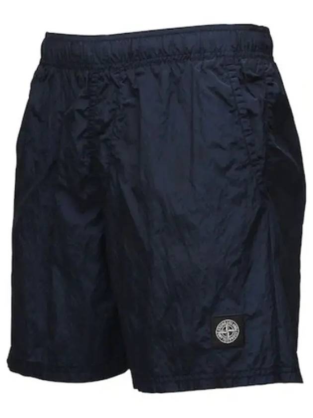 Stone Island Compass Logo Patch Metallic Nylon Swim Shorts Swimsuit Navy - STONE ISLAND - BALAAN 3