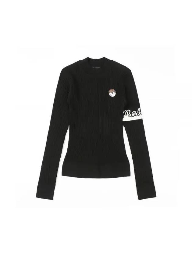 sleeve logo point basic knit BLACK WOMAN M3322PKT14BLK - MALBON GOLF - BALAAN 1