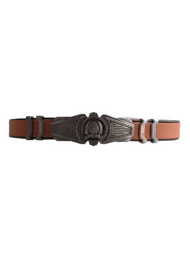 Metal Buckle Leather Belt Brown - BALMAIN - BALAAN 1