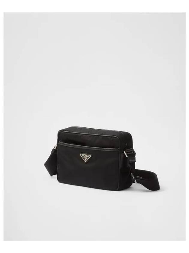 Re-Nylon Saffiano Leather Triangle Logo Cross Bag Black - PRADA - BALAAN 3