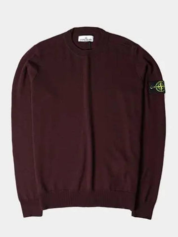 Patch crew neck burgundy kids knit 7316512A5 V0011 - STONE ISLAND - BALAAN 1