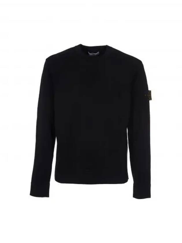 Compass Badge Crewneck Virgin Wool Knit Top Black - STONE ISLAND - BALAAN 2