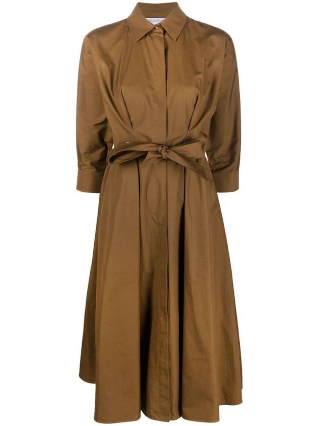 Flavio Cotton Shirt Midi Dress Brown - MAX MARA - BALAAN 1