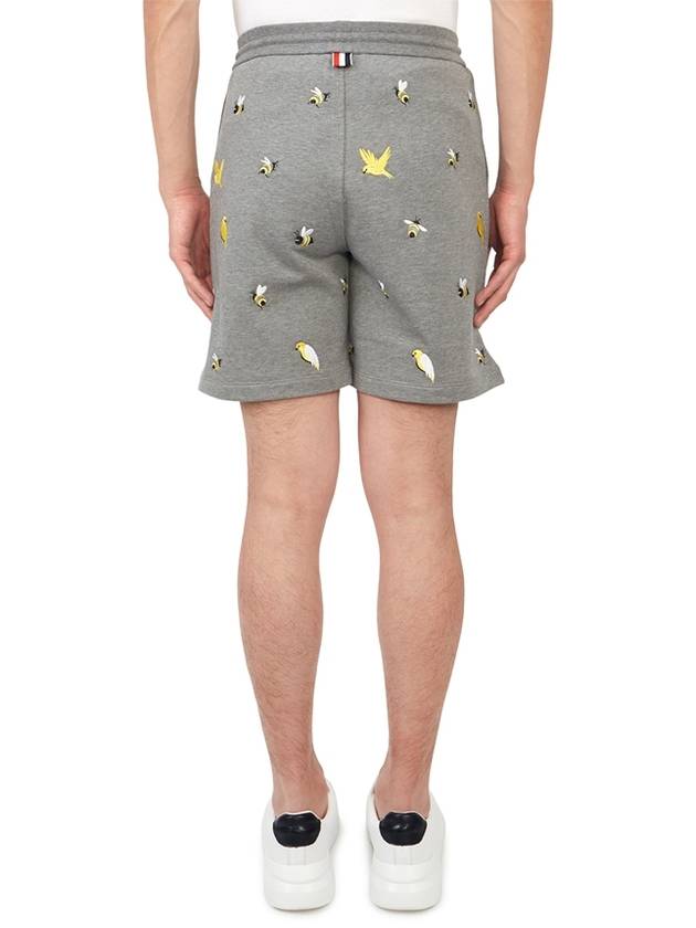 Bird Bee Embroidered Loopback Cotton Sweat Shorts Grey - THOM BROWNE - BALAAN 5