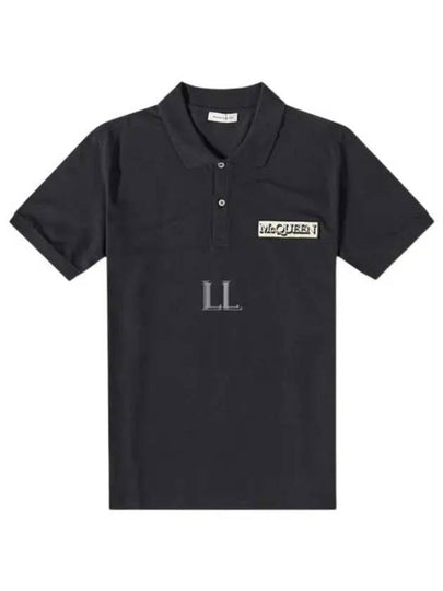 Logo Patch Short Sleeve Polo Shirt Black - ALEXANDER MCQUEEN - BALAAN 2