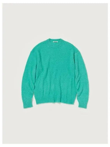 BRUSHED WOOL CASHMERE SILK KNIT P O AQUA GREEN A24AP02WK pullover - AURALEE - BALAAN 1