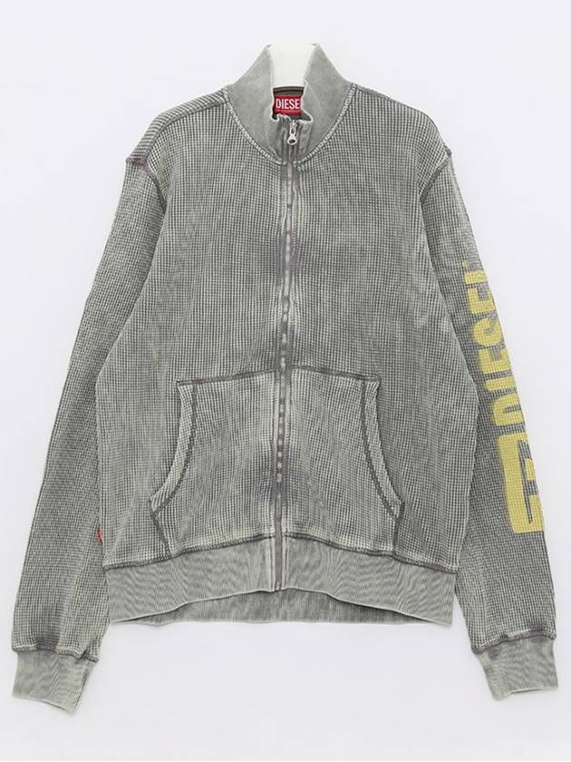 Macro Waffle Jersey Zip Up Jacket Grey - DIESEL - BALAAN 2