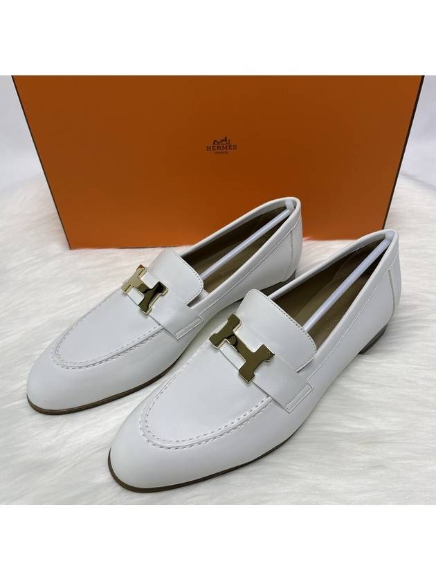 gold logo Paris loafers Blanc - HERMES - BALAAN 3