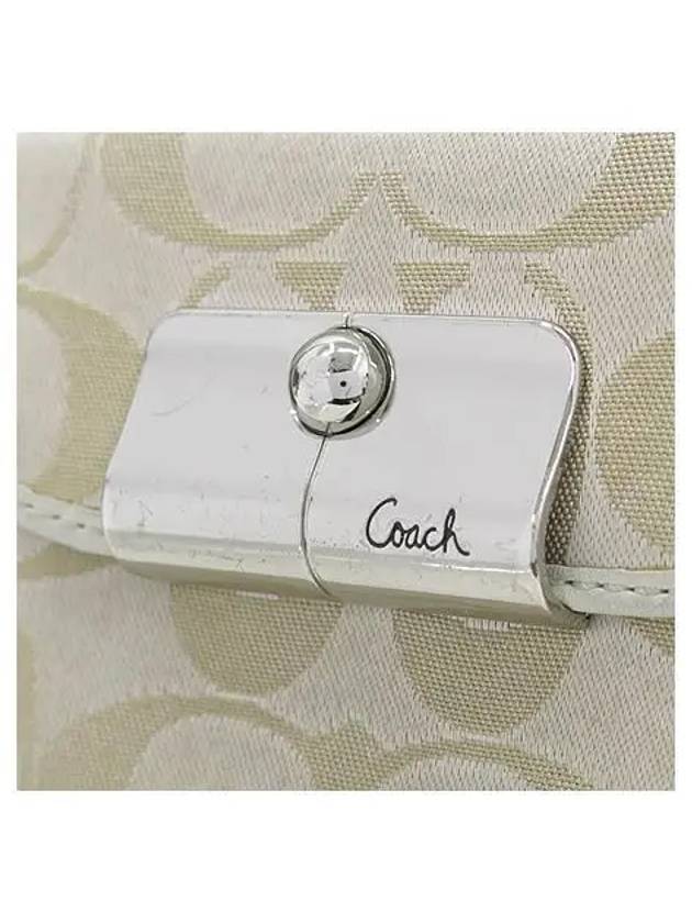 Signature logo jacquard ivory leather trim bi fold wallet - COACH - BALAAN 2