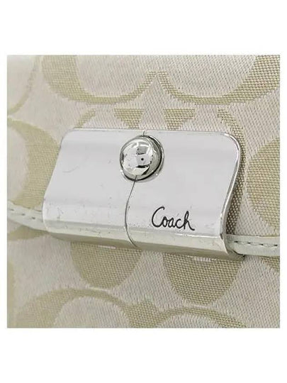 Signature logo jacquard ivory leather trim bi fold wallet - COACH - BALAAN 2