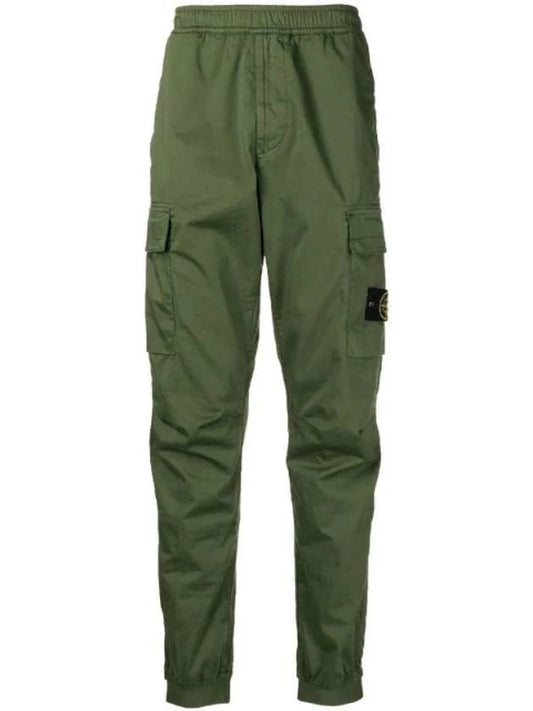 Stretch Cotton Wool Satin Cargo Pants Green - STONE ISLAND - BALAAN 1