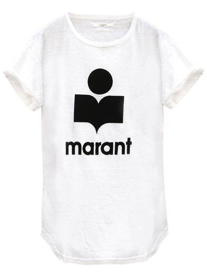 Koldi Logo Linen Short Sleeve T-Shirt White - ISABEL MARANT ETOILE - BALAAN 2