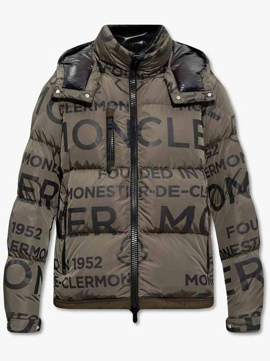 Moncler 1A00211 596CD F89 TARENTAISE tarantaise arm logo patch lettering pattern short down jacket khaki men s padding - MONCLER - BALAAN 2