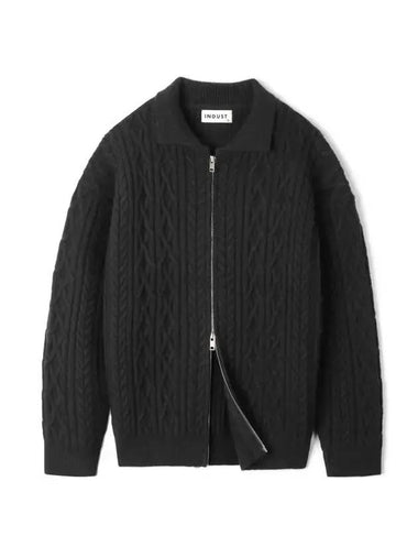 Fisherman collar zip up knit black - INDUST - BALAAN 1