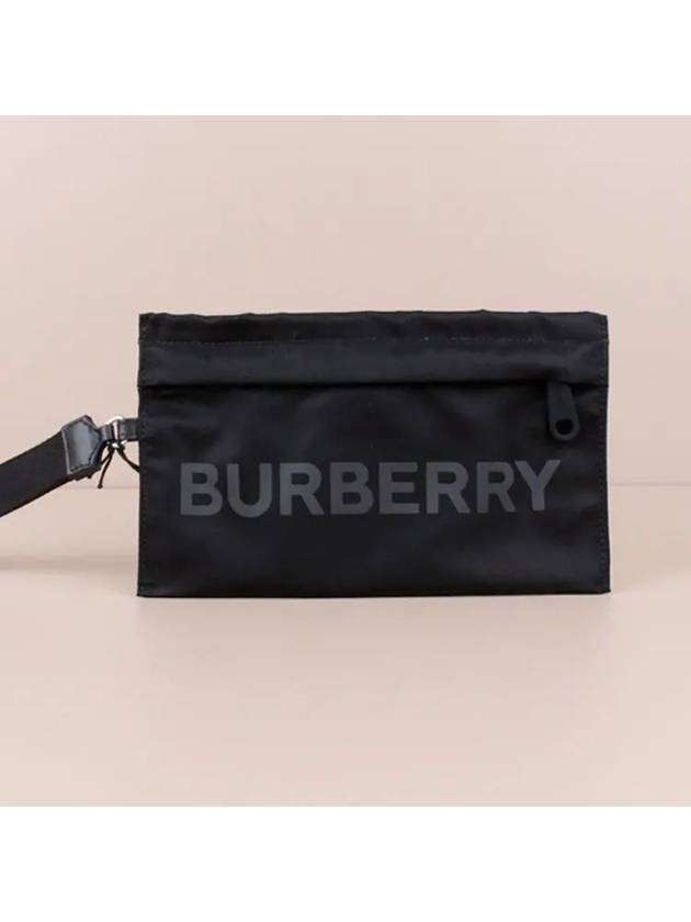 Logo Print Nylon Clutch Bag Black - BURBERRY - BALAAN 2